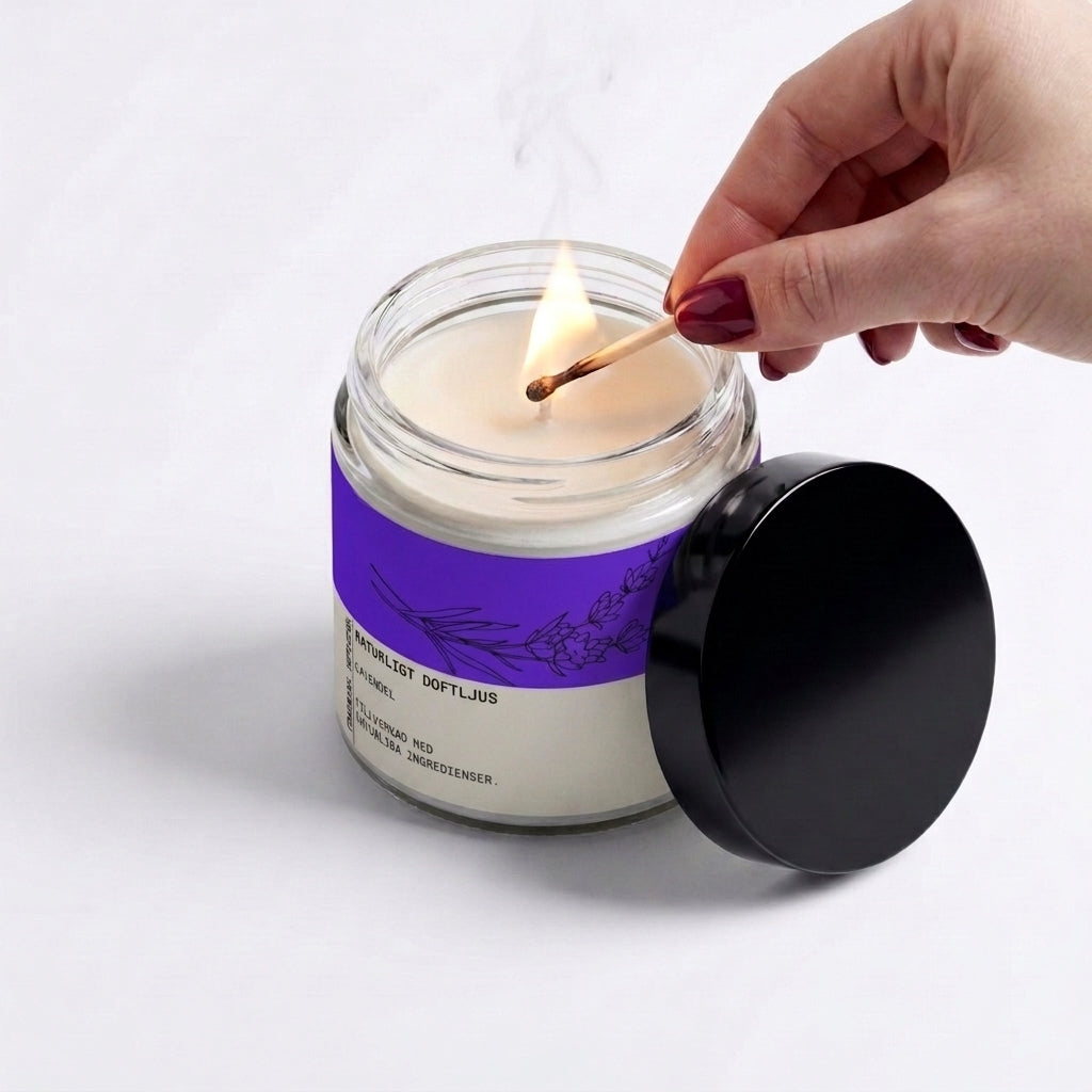 Lavendel Doftljus – Handgjutet Sojaljus i Glas Selfnamed